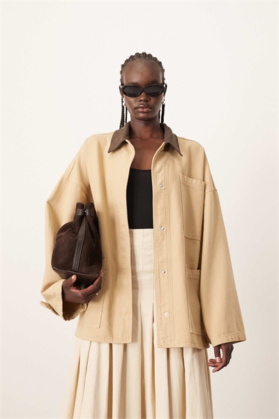 Оверсайз-куртка из канваса с воротником из шнурка, цвет «верблюжий» артикул 143082847