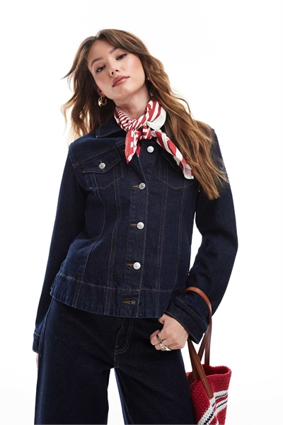 Приталенный джинсовый комплект цвета индиго артикул 140196388