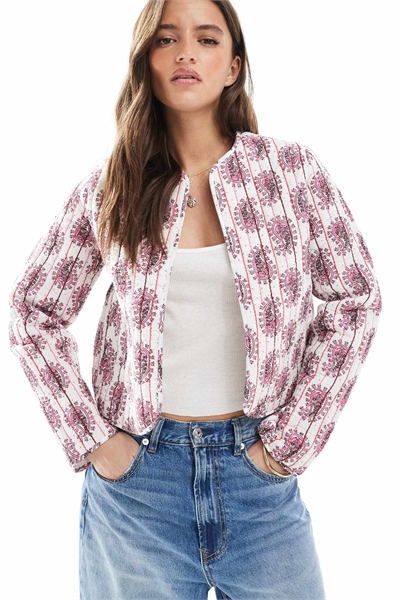 Стеганая хлопковая куртка с принтом «пейсли» артикул 145945578