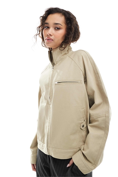 Куртка свободного кроя из твила с воротником-воронкой артикул 138684806