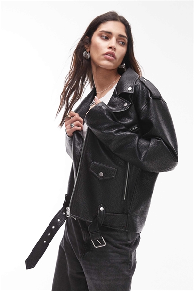 Оверсайз-куртка из искусственной кожи черного цвета с пузырчатым эффектом артикул 140413957