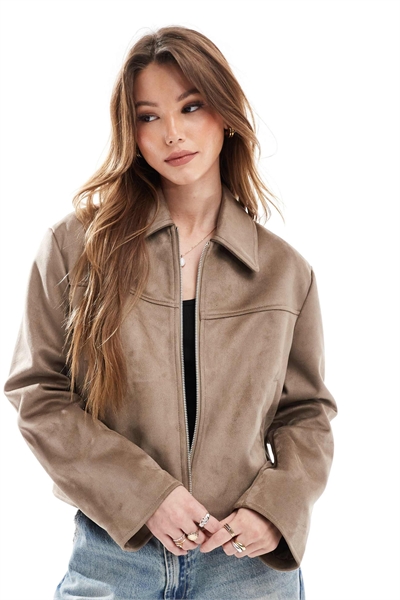 Куртка с воротником из искусственной замши артикул 140074543