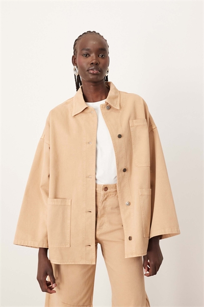 Оверсайз-куртка из джинсовой ткани в цвете глины артикул 141662217