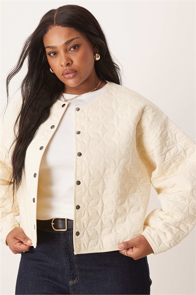 ASOS DESIGN Curve стеганая куртка с рукавами-коконами цвета вымытого крема артикул 139982651