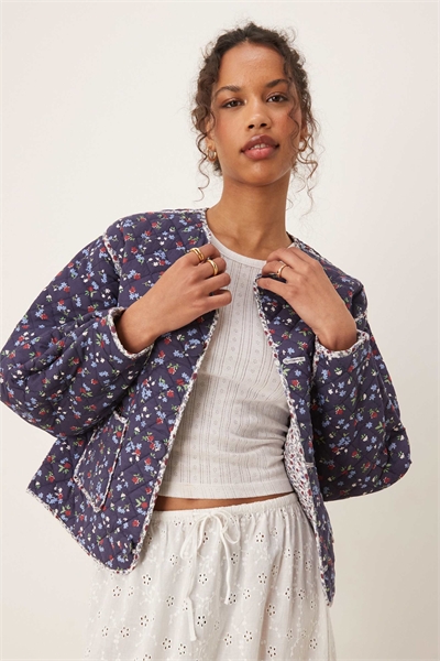 Двусторонняя стеганая куртка кремового цвета с мелким узором артикул 147083785