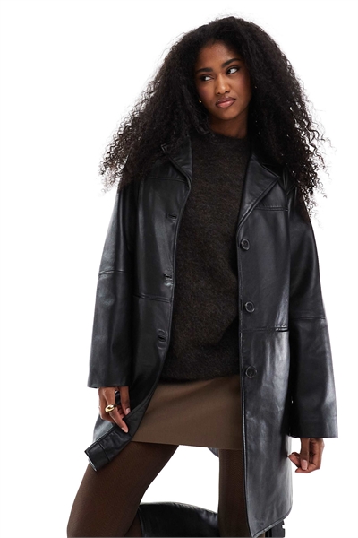 Куртка средней длины из натуральной кожи артикул 139219170