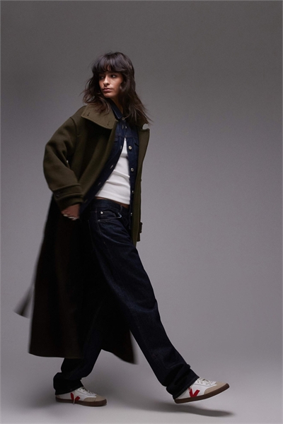 Шерстяной тренч макси с поясом и боковыми разрезами артикул 138782873