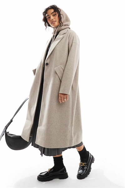 Длинное формальное пальто цвета тауп меланж артикул 135481667