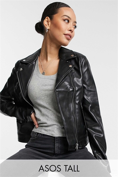 ASOS DESIGN: удлиненная кожаная куртка-косуха из искусственной кожи артикул 1534693
