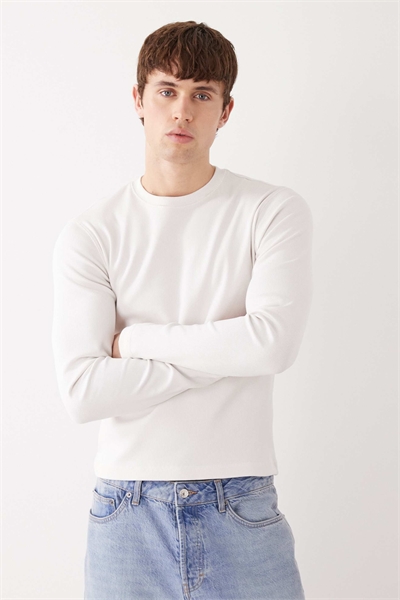 Футболка с длинным рукавом и ребристой отделкой, приталенного кроя артикул 154837408