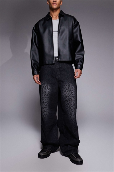 Джинсы Viper baggy с черным принтом «змеиная кожа» артикул 153149891