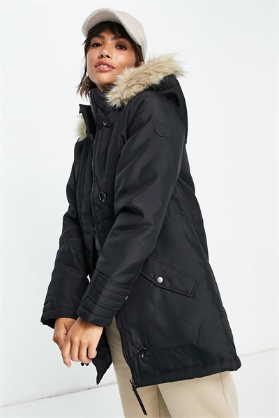 Парка с капюшоном с подкладкой из искусственного меха черного цвета артикул 2017376