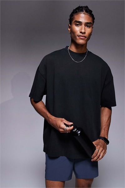 Оверсайз-футболка Icon из плотного хлопка с быстрой сушкой, черного цвета артикул 142658663