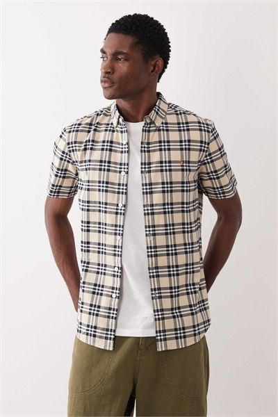 Рубашка Brewer с коротким рукавом и логотипом, серая в клетку артикул 154833214