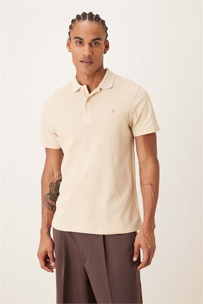 Рубашка-поло Forster с коротким рукавом и логотипом, бежевого цвета артикул 154833182