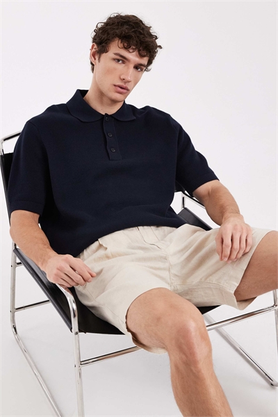 Трикотажное поло из 100% хлопка, темно-синего цвета артикул 150597519