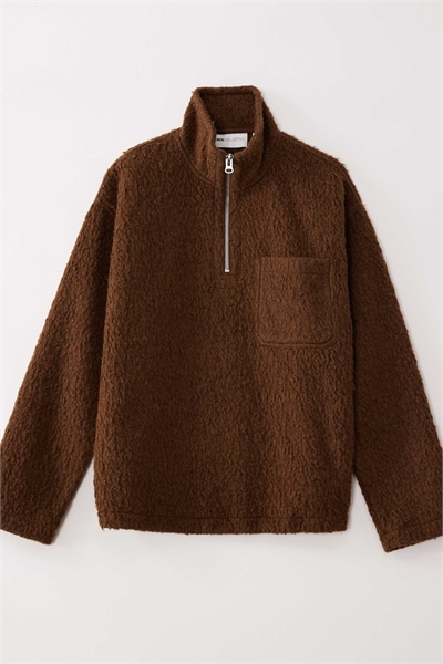 Оверсайз-свитшот из ткани «борг» с четвертью молнии и воротником-воронкой артикул 149623213