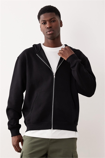 Худи свободного кроя с капюшоном и застежкой-молнией артикул 148923544