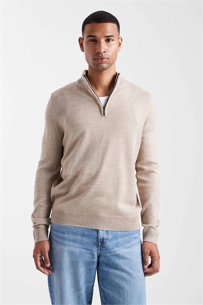 Свитер с четвертью молнии, бежевый артикул 143483225