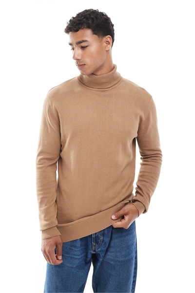 Свитер с высоким воротником, цвет: бежевый артикул 143483224