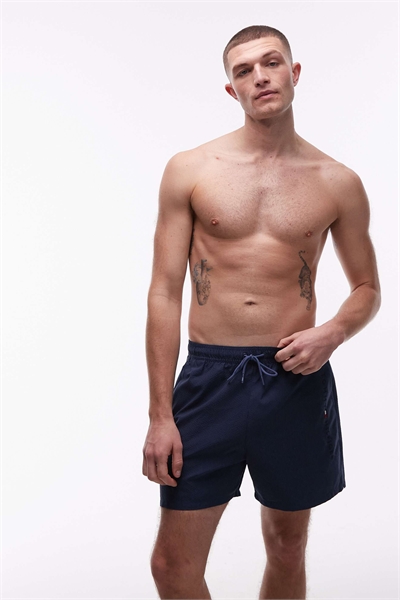 Текстурированные плавки с завязками и молнией, синего цвета артикул 154159311