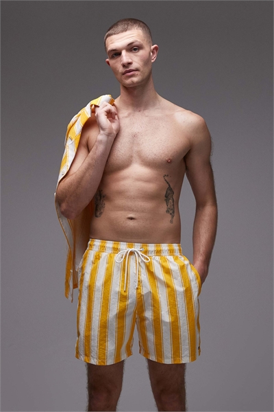 Курортные плавки с завязками на талии, комплект с желтыми полосками артикул 154159310