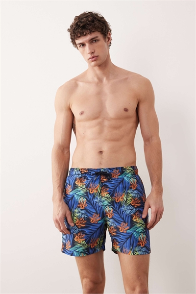 Быстросохнущие плавки Loras темно-синего цвета с тропическим принтом артикул 154919212