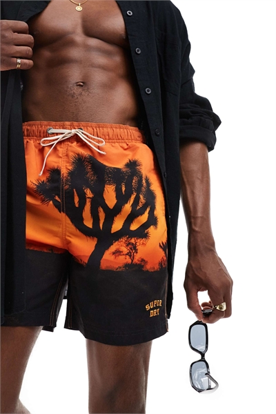 Фотографические 17-дюймовые плавки для плавания в оранжевом цвете заката артикул 136126836