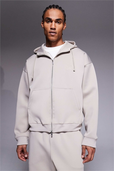 Двухкомпонентный комплект из ткани в стиле скайда с капюшоном на двойной молнии, цвет «камень» артикул 155177636