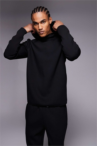 Беговая толстовка из ткани типа «скайба» с капюшоном и карманом на молнии, черного цвета артикул 151097485