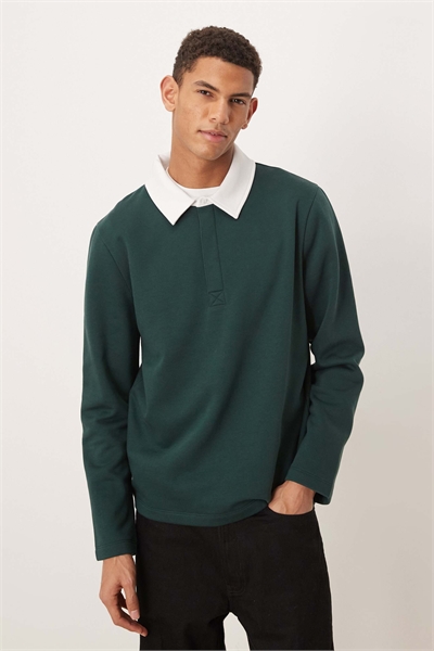 Толстовка-поло с контрастным воротником артикул 150172940