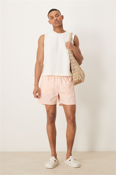 Плавки с логотипом и завязками на талии, персиково-розового цвета артикул 140793485