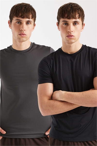 Активная быстросохнущая тренировочная футболка Icon с облегающим кроем, 2 штуки в комплекте, черного и темно-серого цвета артикул 151750347