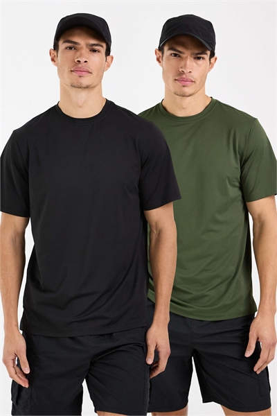 Быстросохнущая тренировочная футболка Icon из сетчатого материала, 2 штуки в комплекте, черного и хаки цвета артикул 151750281