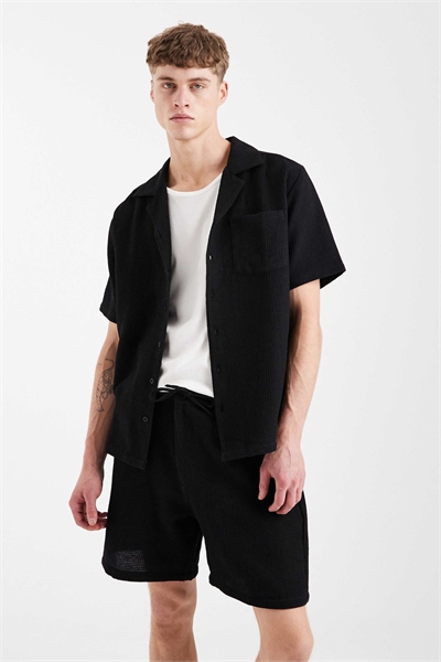 Шорты для пляжа Waffle черного цвета артикул 152630728