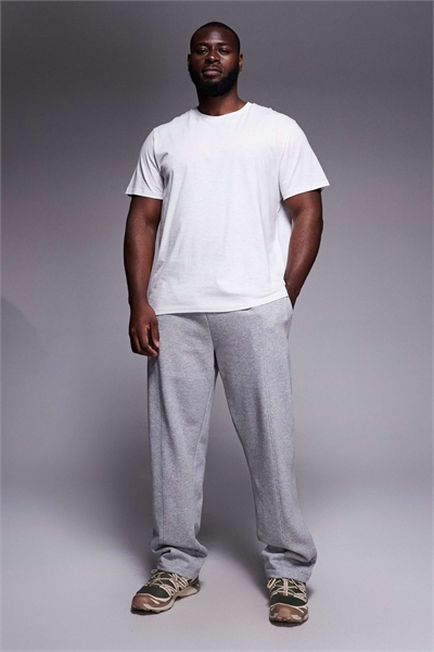 Джоггеры с прямыми брючинами и декоративными складками, цвет: серый меланж артикул 149108799