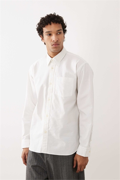 Рубашка с длинным рукавом из 100% хлопка Оксфорд белого цвета артикул 150597512