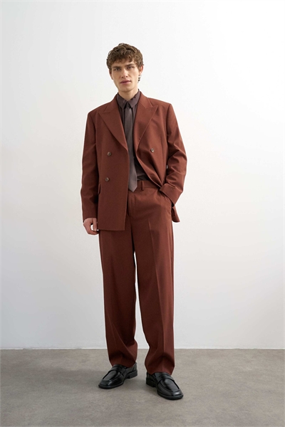 Брюки классического кроя с эффектом шерсти артикул 152149548