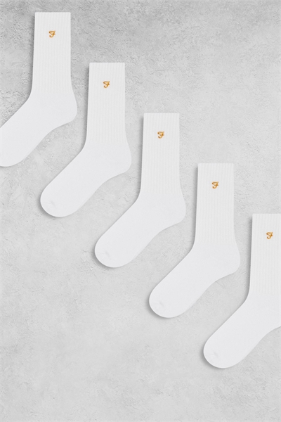 5-пачка носков с спортивным логотипом, белого цвета артикул 150782423