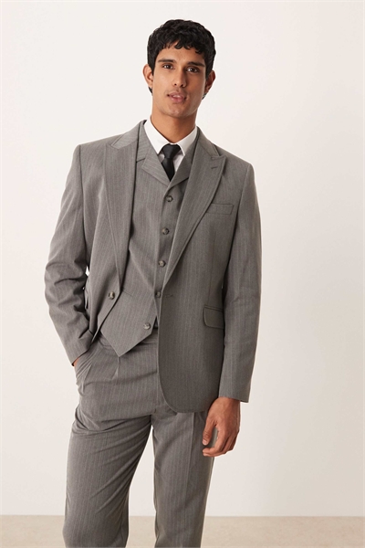 Пиджак с тонкими полосками, приталенный крой артикул 148608573