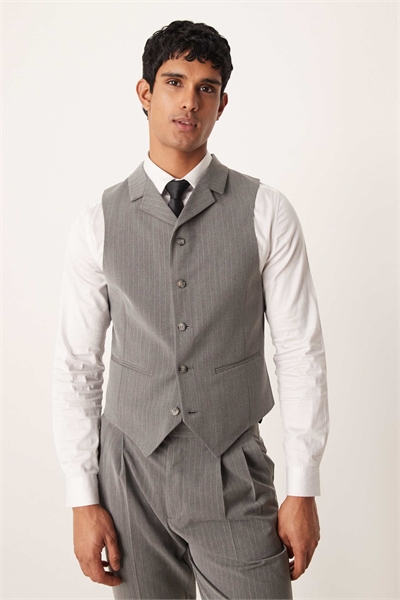 Жилет с тонкими полосками и зауженной талией артикул 148608976