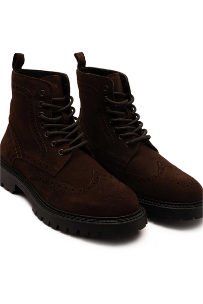 Ботильоны из нео-замши на шнурках с элементами броги артикул 153337806