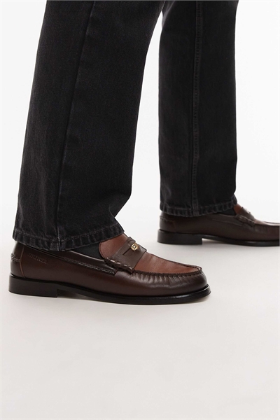 Двухцветные лоферы коричневого цвета артикул 154169117