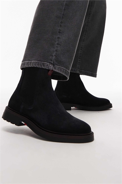 Кожаные замшевые удобные ботинки челси темно-синего цвета артикул 148847392