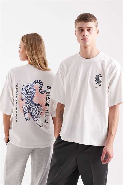 Футболка с принтом японского тигра, белого цвета артикул 153882480