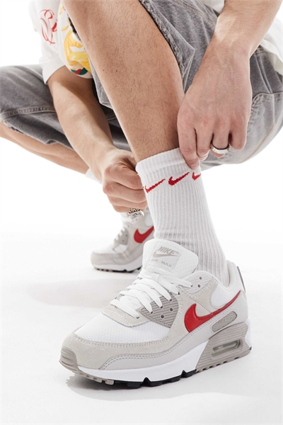Универсальные кроссовки Air Max 90 белого и красного цветов артикул 139767942