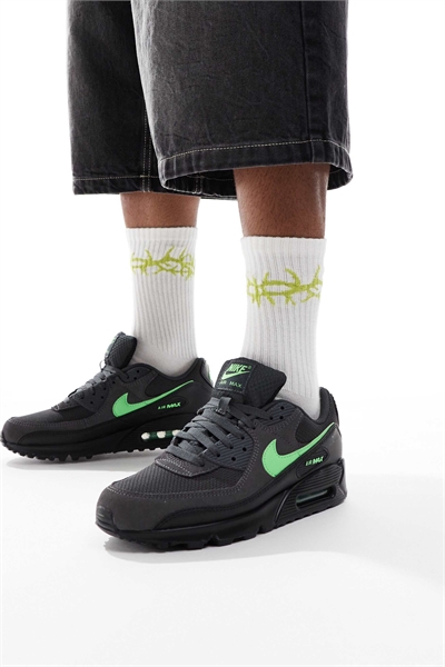 Кроссовки Air Max 90 черного и зеленого цветов артикул 142405136
