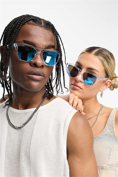 Фестивальные солнцезащитные очки Frogskins квадратной формы с синими зеркальными линзами артикул 124333350