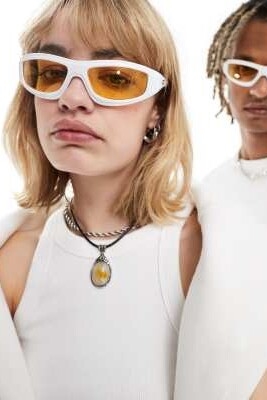 Солнцезащитные очки Felix белого цвета с линзами цвета кожи артикул 134201947