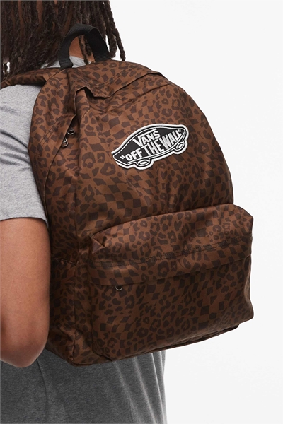 Классический рюкзак в стиле олдскул с принтом, коричнево-черный артикул 150170285